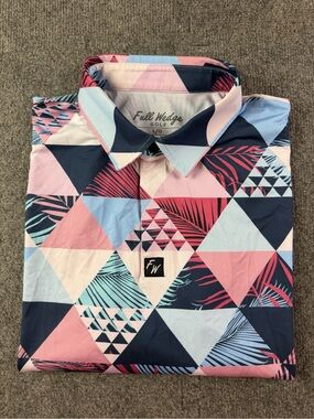 Full Wedge Golf Mens Short Sleeve Golf Polo Shirt Size L Multicolor